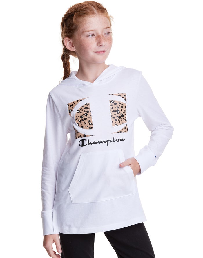 Champion T-Shirt Leopard Knockout Logo - Tytön Valkoinen Huppari - Suomi 6532879-CE